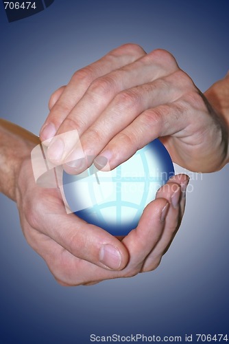Image of the globe in the hands