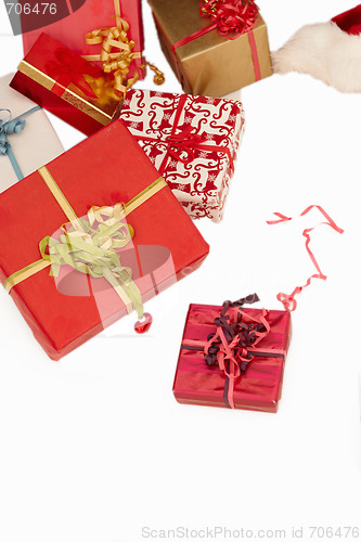 Image of Christmas presents - On white background