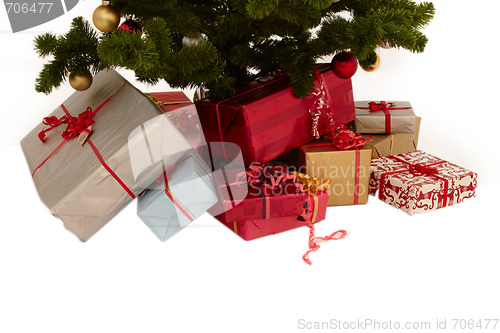 Image of Christmas tree - presents under a tree