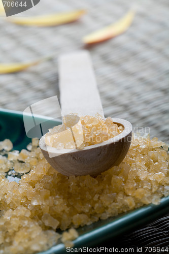 Image of Bath salts in spoon and dish.