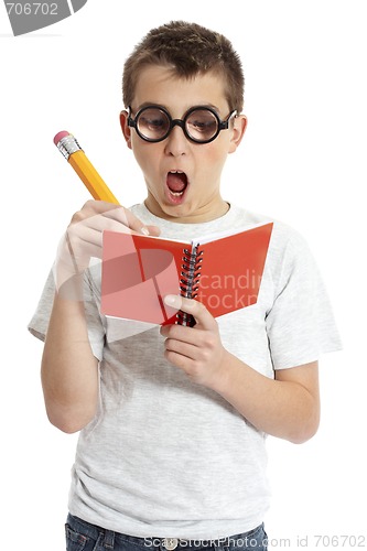 Image of Comical boy in geek glasses