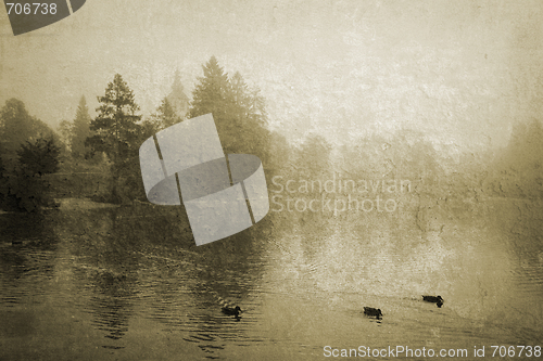 Image of Lake Bohinj Slovenia retro