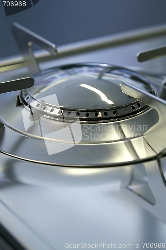 Image of Gas stove burner hob close-up