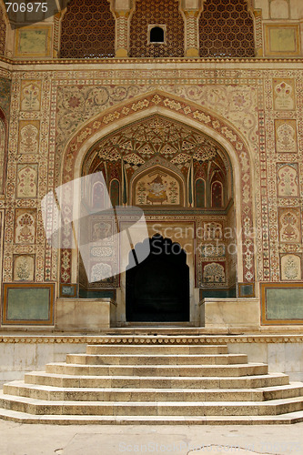 Image of An entrance to a temple in Amber Fort complex, Rajasthan, India