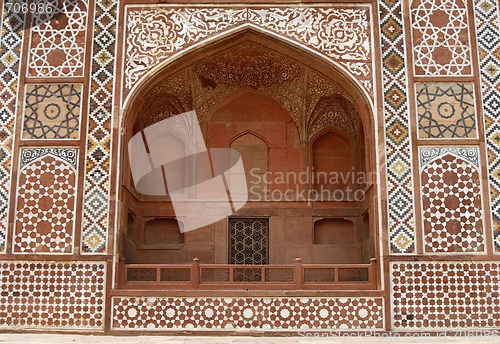 Image of Ornate facade of Akbar's Tomb. Sikandra, Agra, India