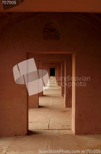 Image of Old Indian temple with it's labyrinth of door