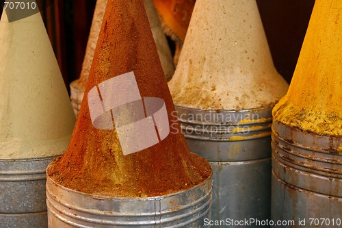 Image of Sharp towers of spices on the market