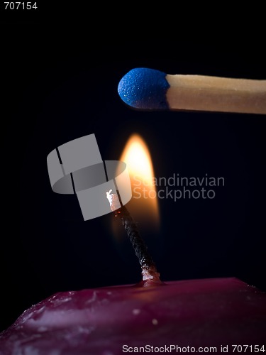 Image of Candle Flame with Match