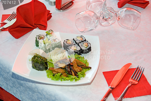 Image of At Sushi restaurant