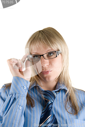 Image of Businesswoman set the glasses straight