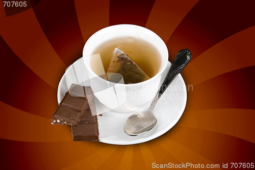 Image of sweets with cup of tea