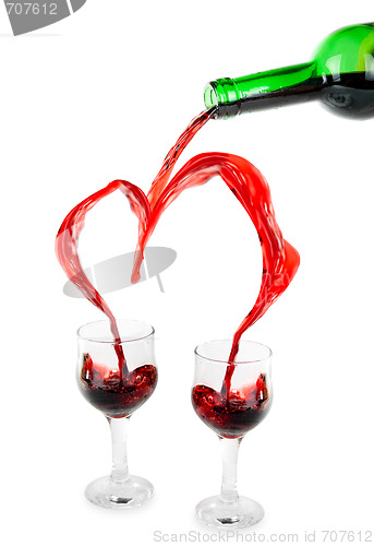 Image of Heart from pouring red wine