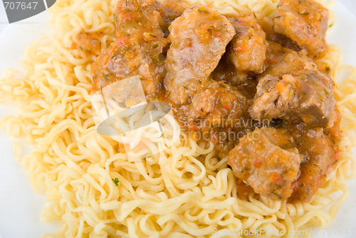 Image of Close up of spaghetti and meat