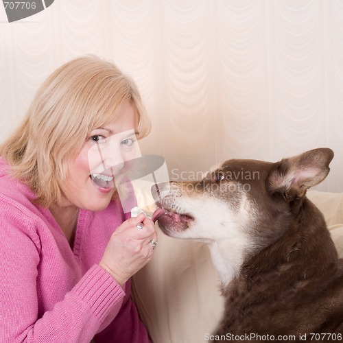 Image of Mature Woman in Pink lipstick