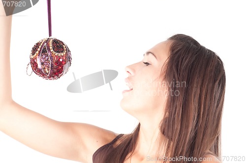 Image of Brunette with christmas decoration