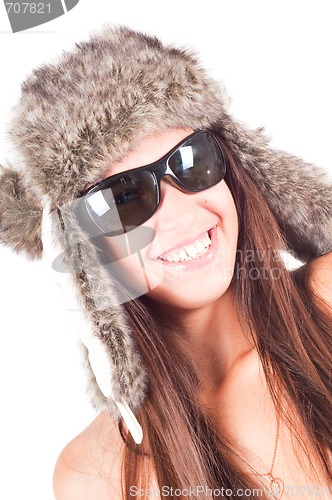 Image of Woman in fur hat