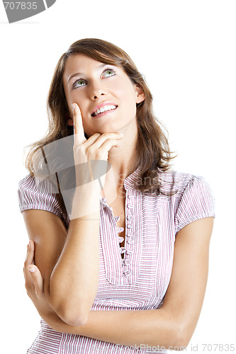 Image of Beautiful young woman thinking