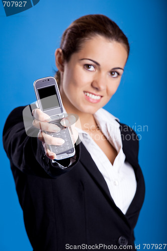 Image of Businesswoman calling at phone
