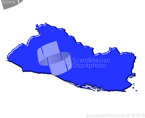 Image of El Salvador 3d map with national color