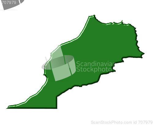 Image of Morocco 3d map with national color