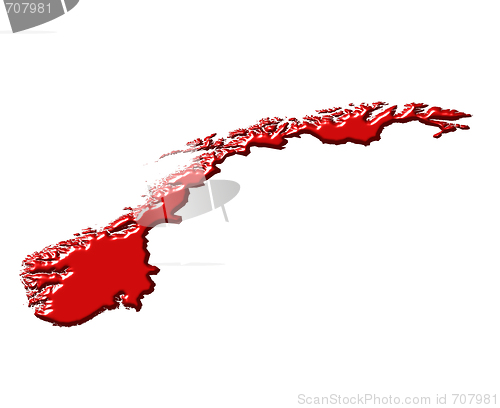 Image of Norway 3d map with national color
