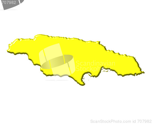 Image of Jamaica 3d map with national color