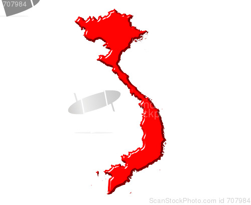 Image of Vietnam 3d map with national color