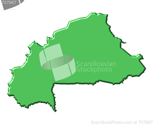 Image of Burkina Faso 3d map with national color