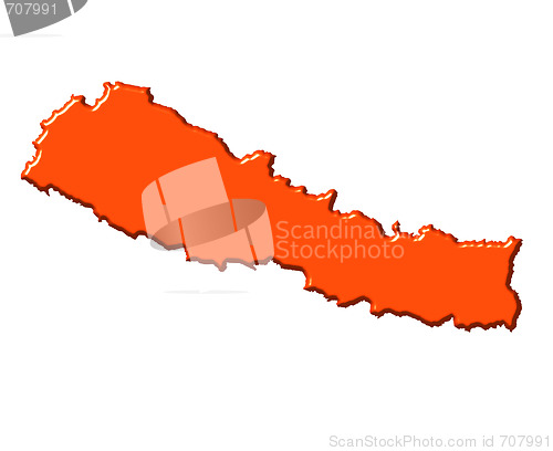 Image of Nepal 3d map with national color