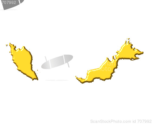 Image of Malaysia 3d map with national color