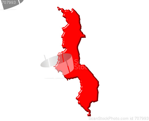 Image of Malawi 3d map with national color