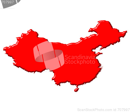 Image of China 3d map with national color