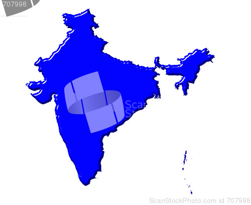 Image of India 3d map with national color