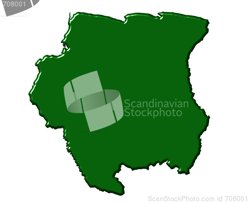 Image of Suriname 3d map with national color