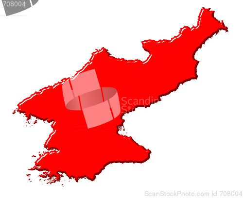 Image of Korea North 3d map with national color