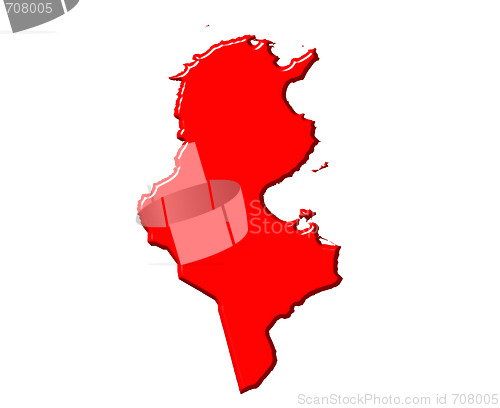 Image of Tunisia 3d map with national color