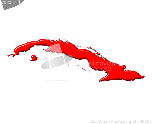 Image of Cuba 3d map with national color