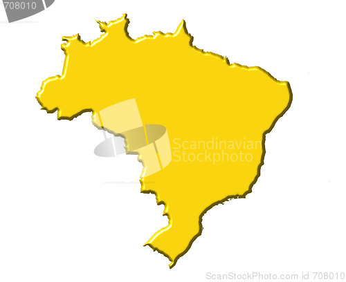 Image of Brazil 3d map with national color