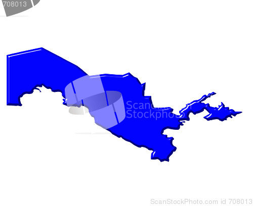 Image of Uzbekistan 3d map with national color