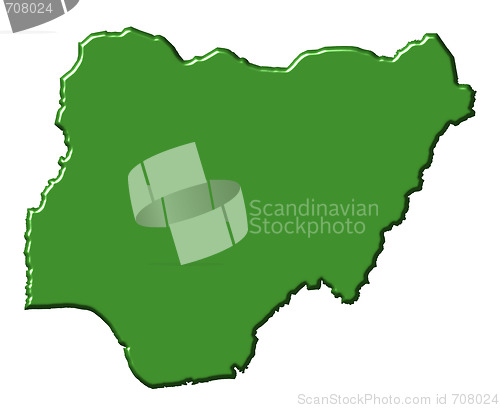 Image of Nigeria 3d map with national color