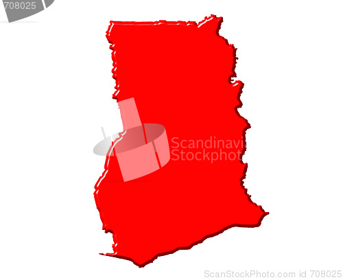 Image of Ghana 3d map with national color