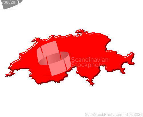 Image of Switzerland 3d map with national color