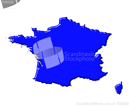 Image of France 3d map with national color