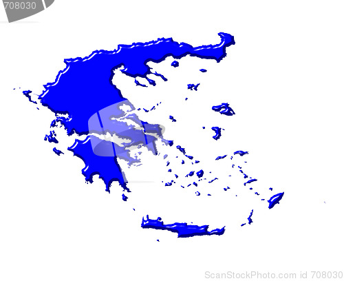 Image of Greece 3d map with national color