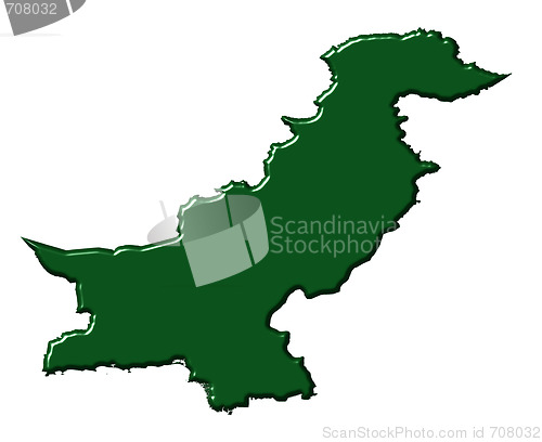 Image of Pakistan 3d map with national color