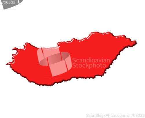 Image of Hungary 3d map with national color