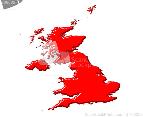 Image of Great Britain 3d map with national color