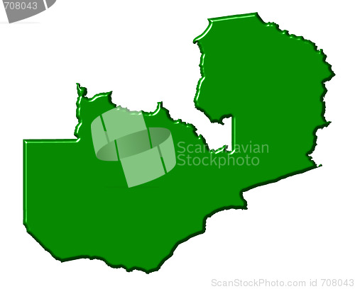 Image of Zambia 3d map with national color