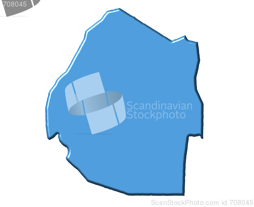 Image of Swaziland 3d map with national color