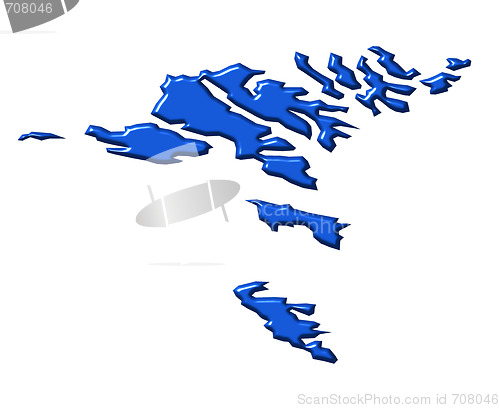 Image of Faroe Islands 3d map with national color